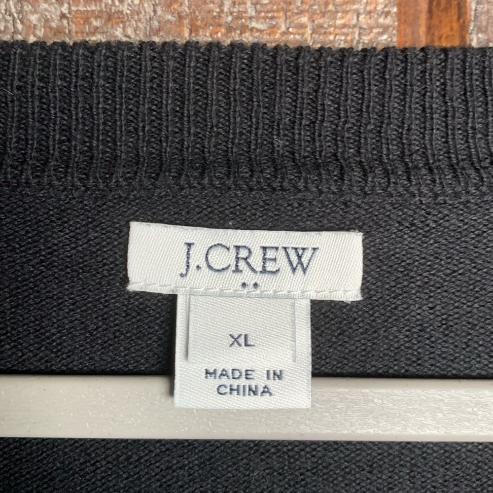 J Crew black cotton v neck sweater size XL capsule wardrobe neutral minimalist - Picture 4 of 8